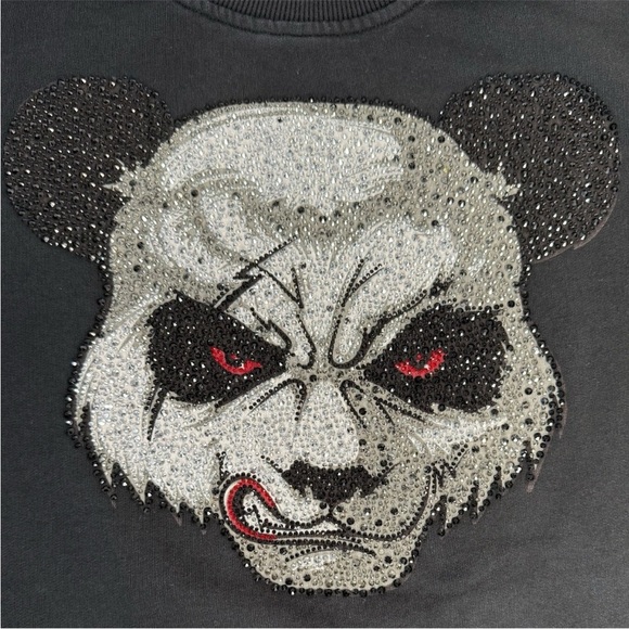 Avenue George V Paris Wicked Panda Rhinestone Long Sleeve Sweatshirt Men’s XL - Picture 2 of 6
